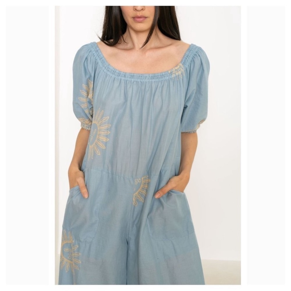Natalie Martin Sasha Sun Romper Cotton Blue Size Small
